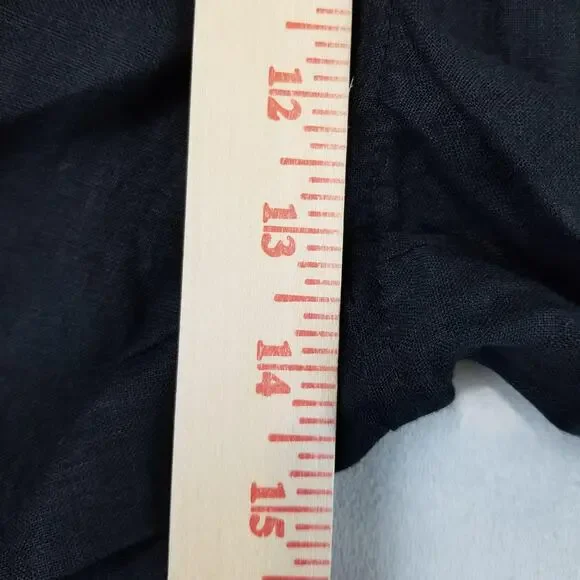 Tahari Pants Womens Large Black Linen Wide Leg Pull On Elastic Waist Pockets - Picture 9 of 11